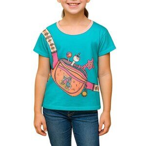 365 Kids From Garanimals Girls Aqua Blue Graphic Tee Size 10